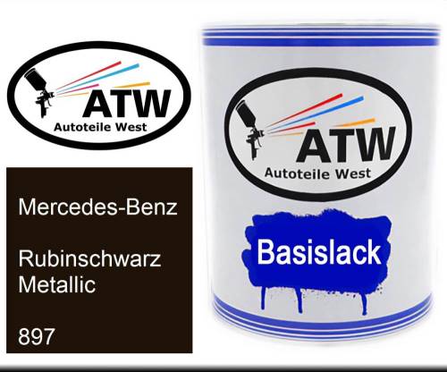 Mercedes-Benz, Rubinschwarz Metallic, 897: 1L Lackdose, von ATW Autoteile West.